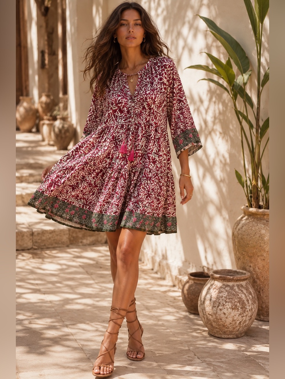 Natalie Martin 100% Silk Floral Mini Dress MSRP $295 Boho Resort Vacation XS